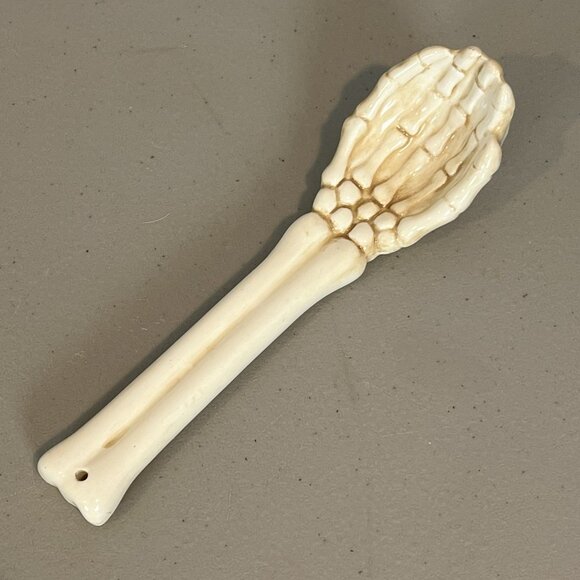 Skull Bowl with Skeleton Arm Spoon Decorative Halloween Dia de los Muertos Decor - Picture 9 of 16